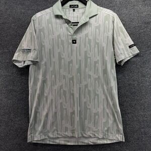 Bad Birdie Mens Golf Polo Shirt Cactus Print Short Sleeve Green White Size M